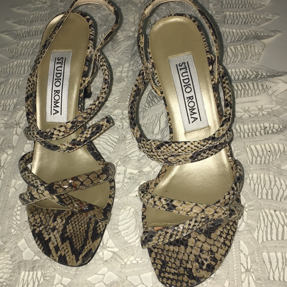Studio Roma Snakeskin Pattern Heel Sandals - Picture 6 of 8